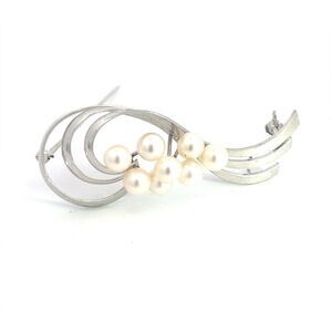 Mikimoto Estate Akoya Pearl Brooch Sterling Silver M389